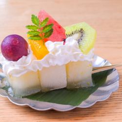 Kudzu ice cream with fruit (yuzu or ramune)