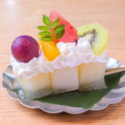 Kudzu ice cream with fruit (yuzu or ramune)