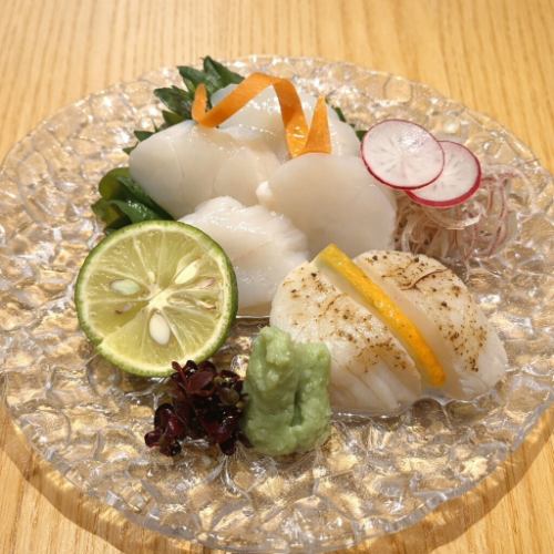 Hokkaido raw scallop sashimi