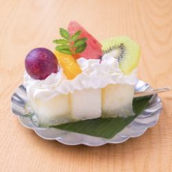 Kudzu ice cream with fruit (yuzu or ramune)