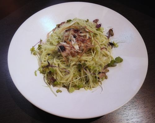 Chilled Capellini with Octopus, Green Nori Seaweed and Japanese Ginger