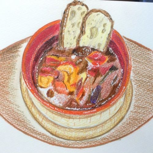 Beef stew tailored with holo holo beef (with baguette)