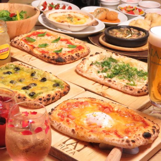 特殊的面团！正宗的石垣比萨披萨★3100日元，含啤酒和波光粼粼的无限畅饮