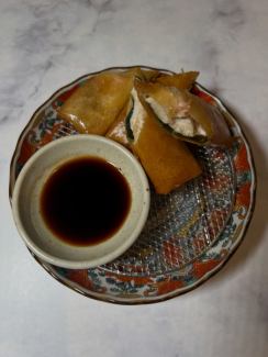 ささみとチーズの梅しそ春巻き