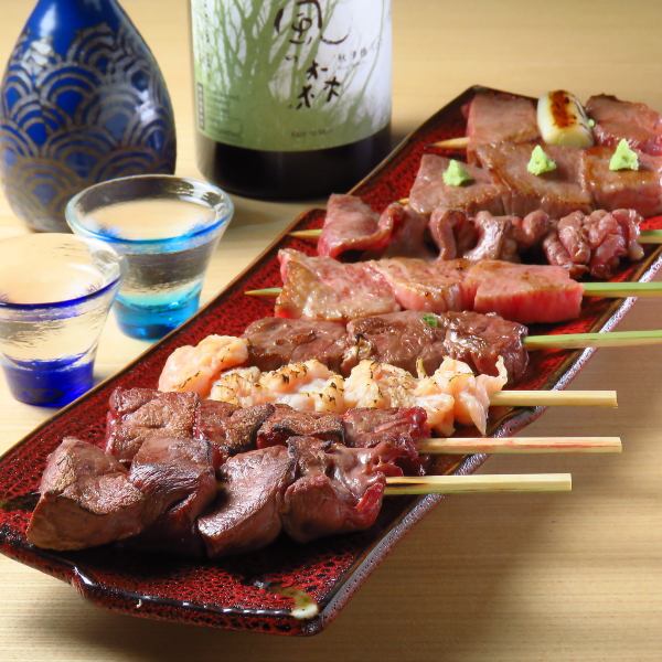 当店自慢の逸品◆A5和牛串焼き◆ライブ感満載の焼き場で、炭火でじっくり焼き上げる串は当店イチオシ！