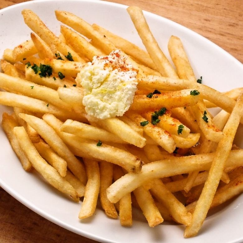 Potato french fries anchovy butter