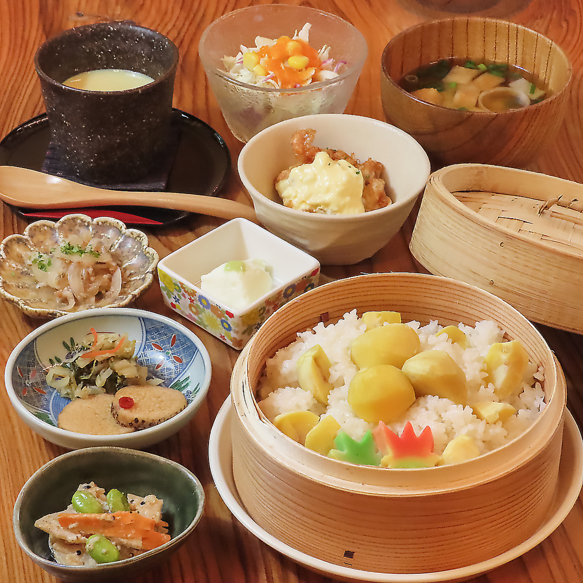 1日15食限定★八女産栗おこわとチキン南蛮ランチ2400円(税込)