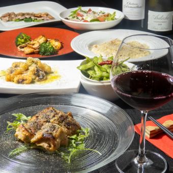 【お手頃価格♪】岡山県産ピーチポークや鶏もも黒胡椒焼きなど全7品/飲み放題付　3800円(税込)