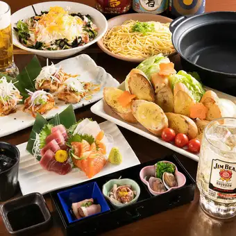 【2時間生ビール付飲み放題】三元豚の味噌漬け焼き/お寿司2種盛りが楽しめる《空-SORA-コース》