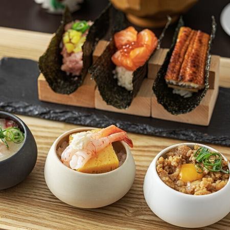 【ランチ】Reasonable Price!おちょこ丼&手巻き 6種セット