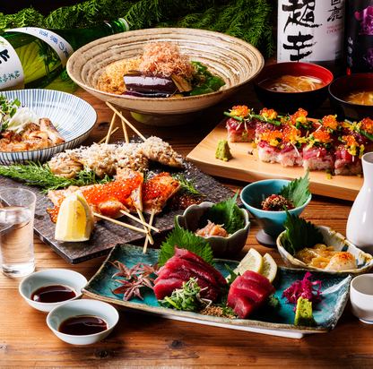 厳選マグロと信玄どりが彩る宴会コースは3時間飲み放題付きで4000円~ご用意♪
