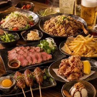 ■3時間飲み放題付『肉の宴会コース』 ローストビーフに牛タンつくね等〈全8品〉5500円⇒4500円