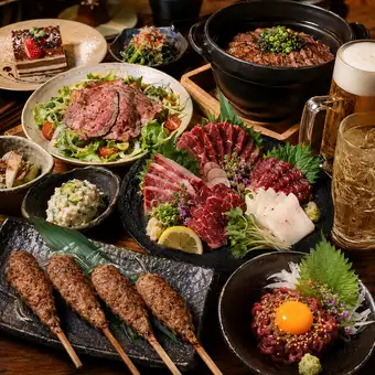 ■3時間飲み放題付『金の肉コース』 和牛炙りユッケに牛ひつまぶしなど〈全8品〉7500円⇒6000円