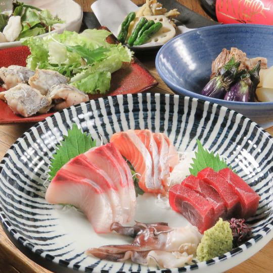 [Satisfying course] Carefully selected sashimi/steamed clams/mountain vegetable rice etc. 2 hours all-you-can-drink 4,400 yen (tax included)