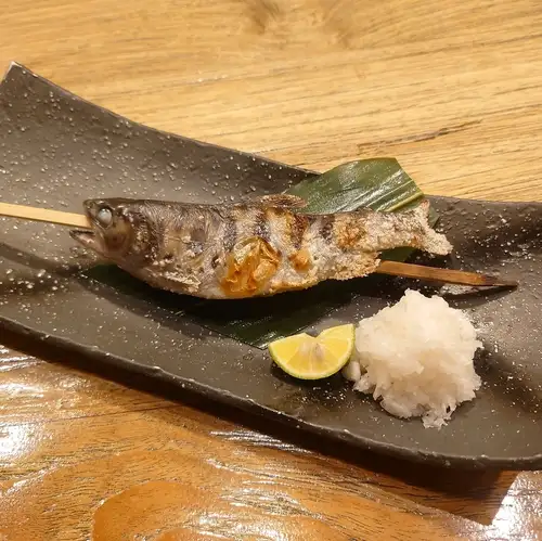 芸北あまごの原始焼 鬼おろしすだち添え