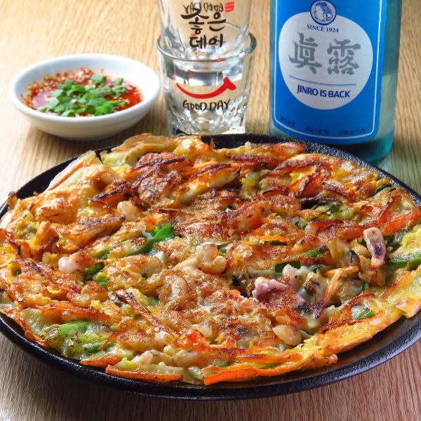 [Adjustable spiciness] Seafood pancake with a variety of flavors