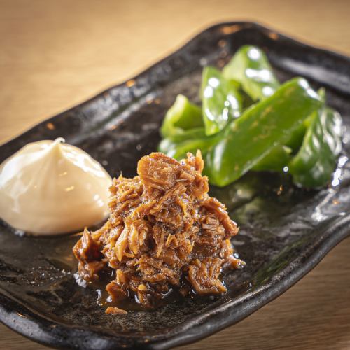 パリパリピーマン まぐろ肉味噌添え