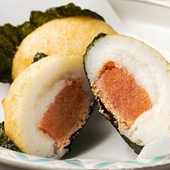 2 pieces of deep-fried mentaiko and grated yam