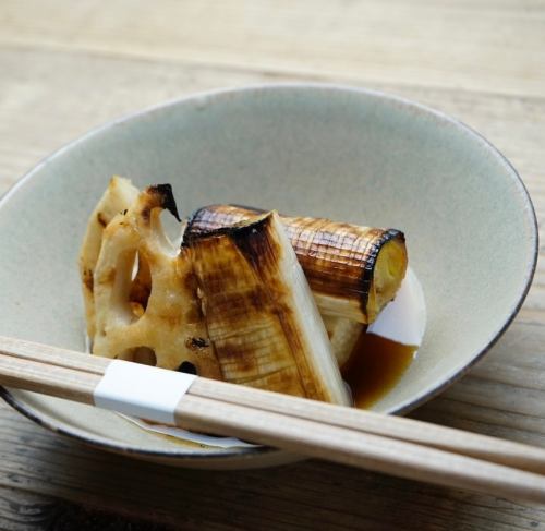 蓮根、長葱、長芋の焼きびたし