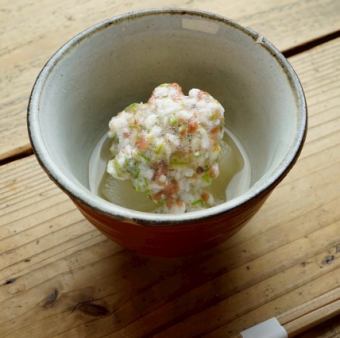 Seared winter melon with okra and pickled plum