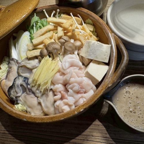 牡蠣と白子の白醤油鍋