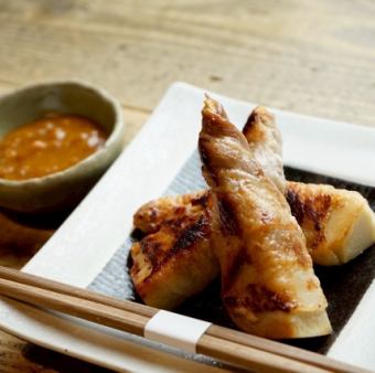 筍の肉巻き焼き　柚子みそディップ