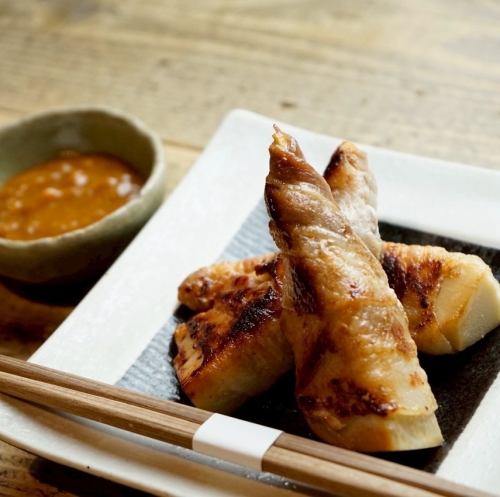 筍の肉巻き焼き　柚子みそディップ