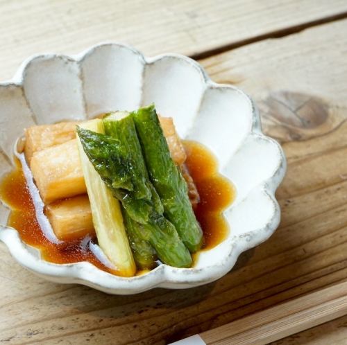 アスパラと長芋の揚げびたし