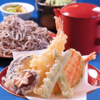 ＜ランチ限定！＞実乃里&カフェの天ざる蕎麦【温・冷】+ドリンクデザート付き　￥1,500