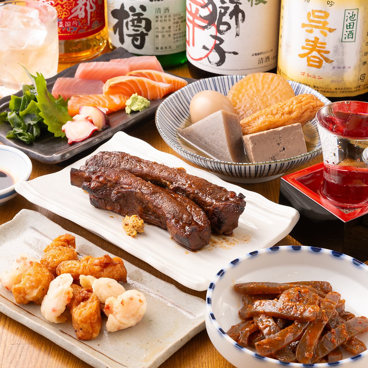 Enjoy a wide range of dishes including seafood, meat, oden, and flour dishes while standing and drinking♪