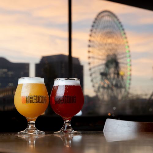 みなとみらい夜景とビール