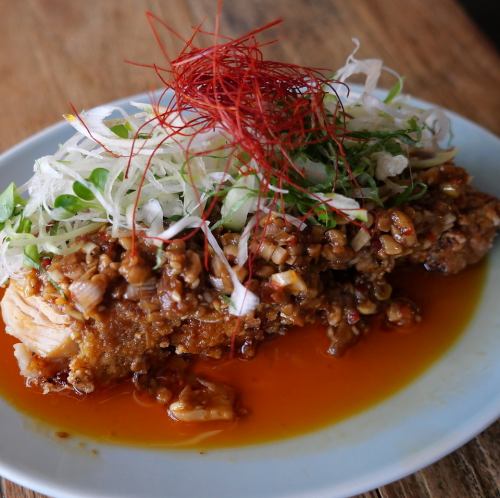 揚げよだれ鶏 薬味葱