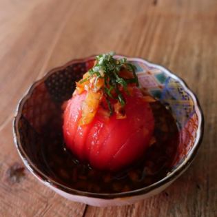 トマトスライス 自家製ラー油ドレッシング