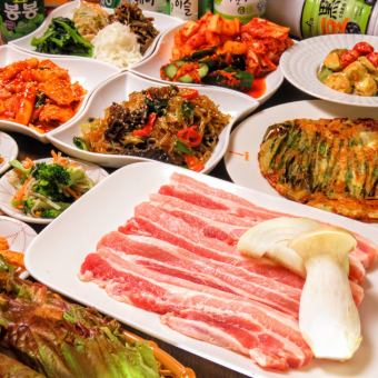 Commitment to meat quality and thickness! Domestic samgyeopsal course (dish only) 3,520 yen (tax included)