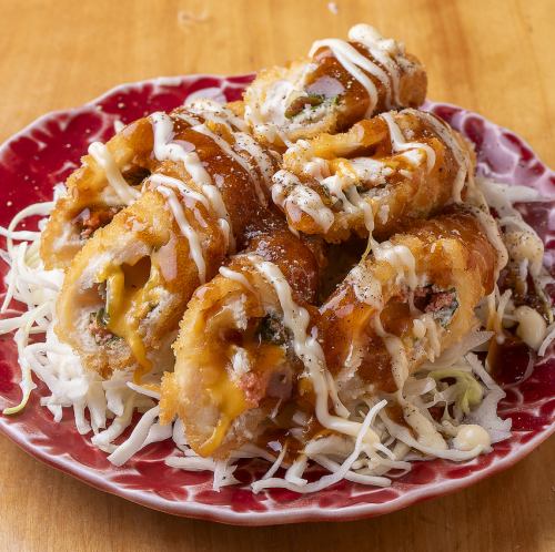 Higo red chicken fillet, mentaiko and cheese cutlet