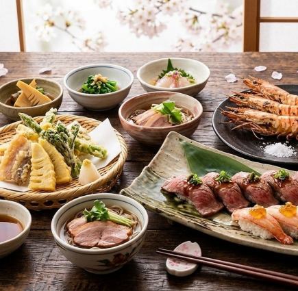 【月～木限定】ゆったり2時間半飲放付『春風コース』 和牛ヒレ寿司＆特大甘海老など全7品4950円