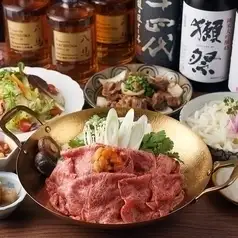 [2-hour all-you-can-eat & all-you-can-drink with draft beer] Domestic beef or premium pork sukiyaki/shabu-shabu 6000 yen (tax included)