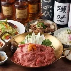 【2小时无限畅吃无限畅饮（含生啤）】国产牛肉或高级猪肉寿喜烧/涮涮锅 6000日元（含税）