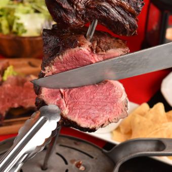 churrasco ★ Meat chunks cut right in front of you ★ 3 hours 38 items ``Authentic charcoal-grilled churrasco & raw churrasco all you can drink'' 4800 yen