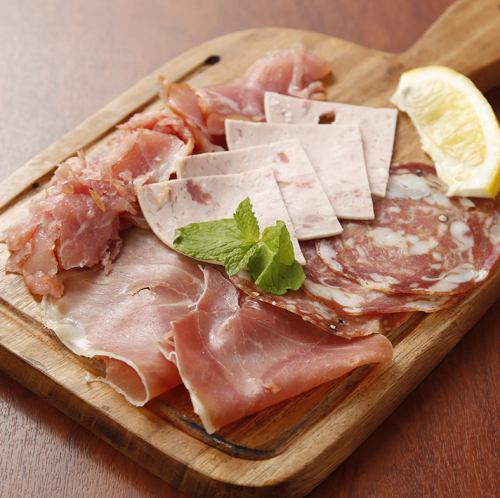 Assortment of 4 types of raw ham