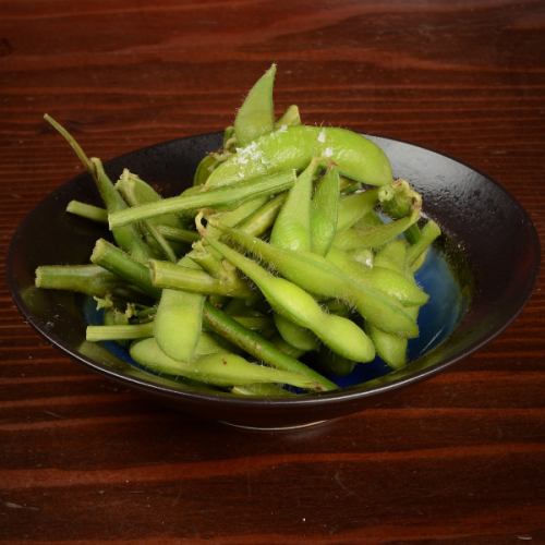 Green soybeans with branches