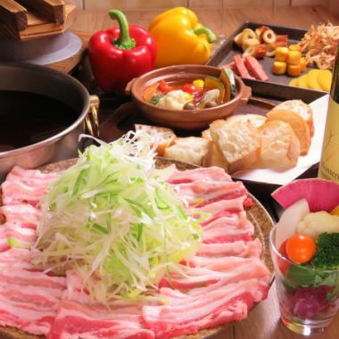 【宴会はしゃぶしゃぶ】ねぎしゃぶコース!120分飲み放題付金豚王しゃぶしゃぶ等7品4500円
