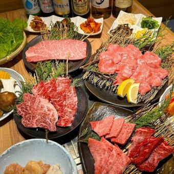 2小時無限暢飲◆C套餐◆最適合慶祝活動♪稀有部位拼盤、黑毛與牛牛舌、和牛裙邊牛排