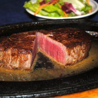 Matsusaka beef fillet steak 200g with soup, salad, and rice