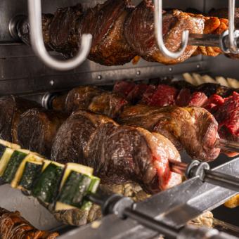 ★《Limited to customers arriving at 5 PM! 100-minute plan》★ All-you-can-eat and drink 20 kinds of churrasco + all-you-can-eat 3 side dishes