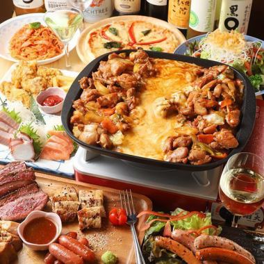 【3H飲み食べ放題付】チーズタッカルビ＆肉盛りプレート全9品『肉×チーズ堪能』コース～4,500円