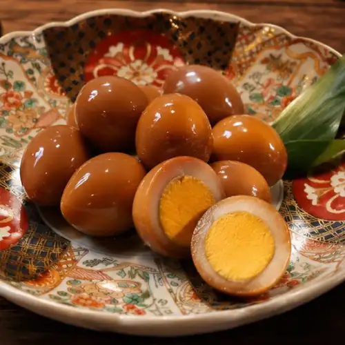 Quail eggs marinated in tamari soy sauce