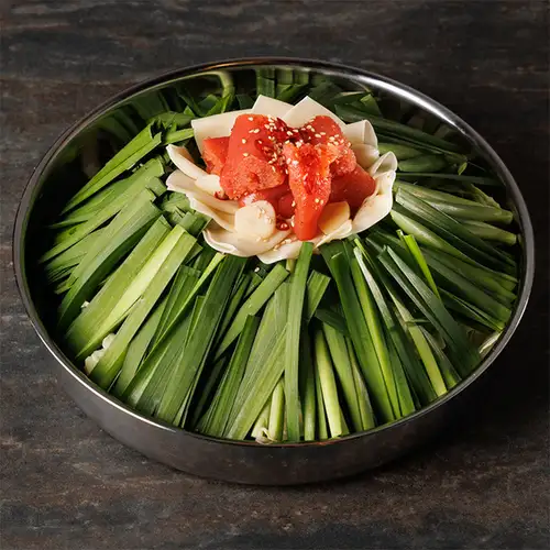 Hakata specialty: Mentaiko motsunabe (spicy cod roe and offal hot pot)