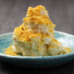 Potato salad with karasumi and mascarpone