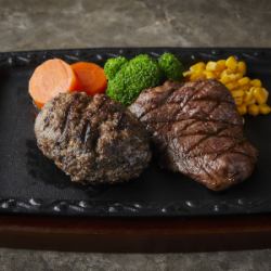 【C Combo】ハンバーグ+国産牛赤身（ランプ）ステーキ